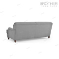 Living room upholstery furniture modern wood frame three seater fabric chesterfield sofa with high back